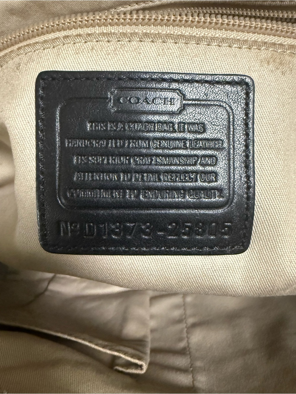 Coach Two-Tone Leather Tote in Cream and Black - Picture 10 of 11